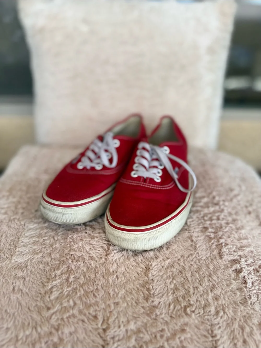 Vans Red Canvas Low-Top Sneakers